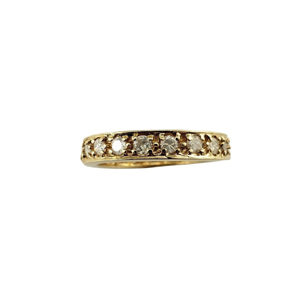 Vintage 14 Karat Yellow Gold and Diamond Wedding Band Ring Size 5.75 #10066